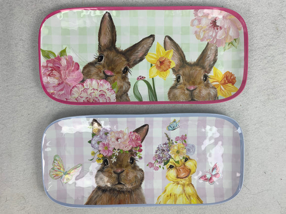 Easter Bunnies or Bunny with Duck Melamine Small Platter